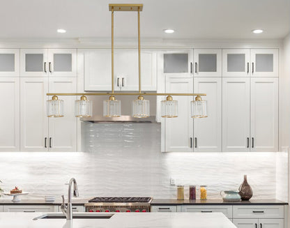 6-Lights Classic Glass Cylinder Kitchen Island Lights