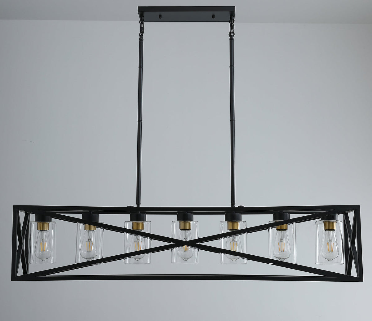 7-Lights Unique Iron Rectangular Design Kitchen Island Lights