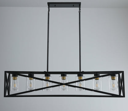 7-Lights Unique Iron Rectangular Design Kitchen Island Lights