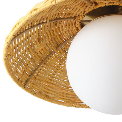 1-Light Bronze Globe Shade Semi-Flush Mount Lighting