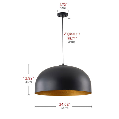 1-Light Industrial Two Sizes Bowl Shade Pendant Lighting
