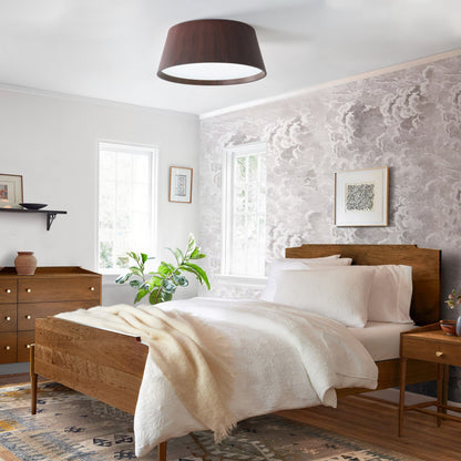 1-Light Woodgrain Simple LED Flush Mount Lighting