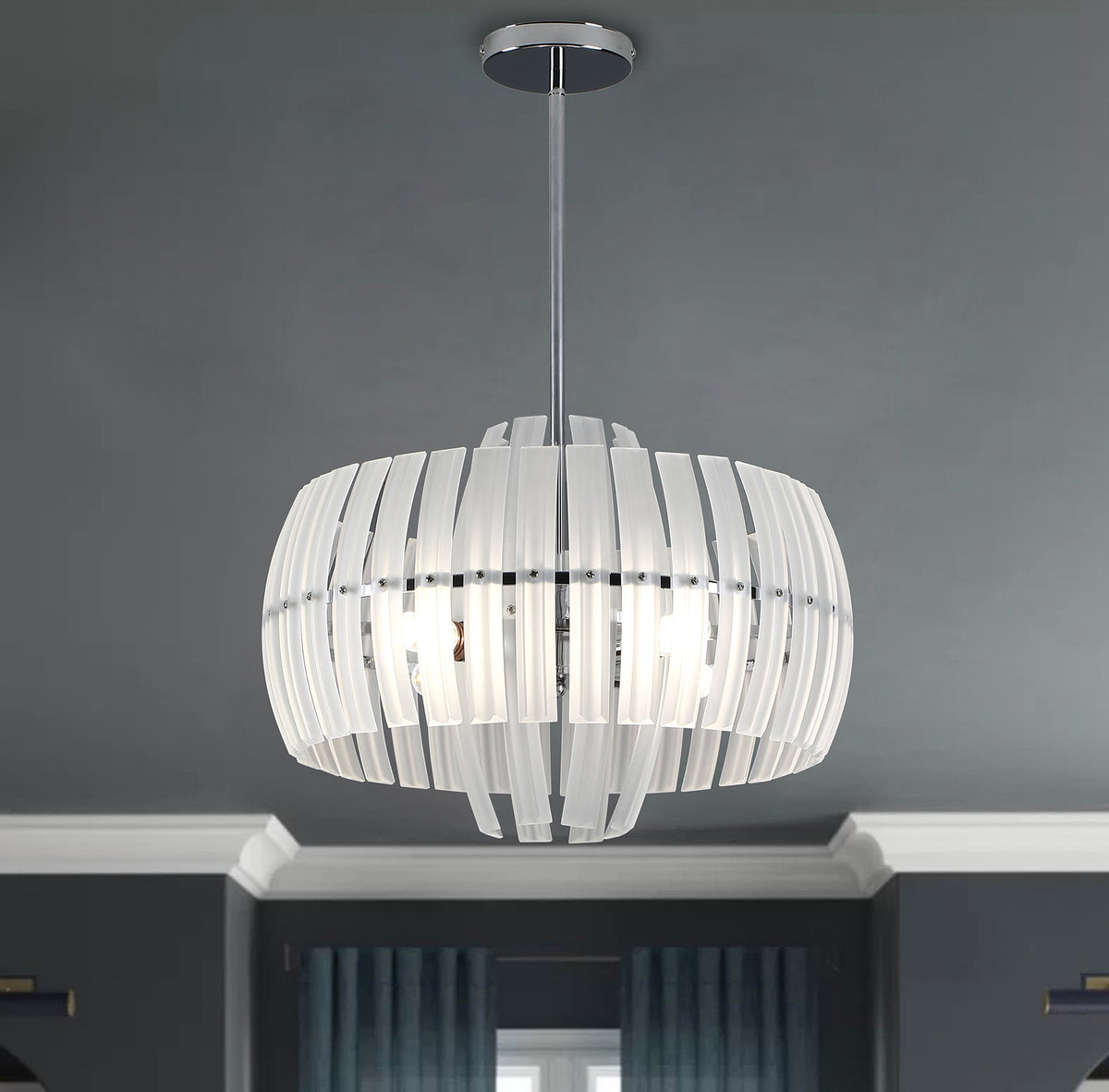 4-Lights Multi-Layer Frosted Glass Pendant Lighting
