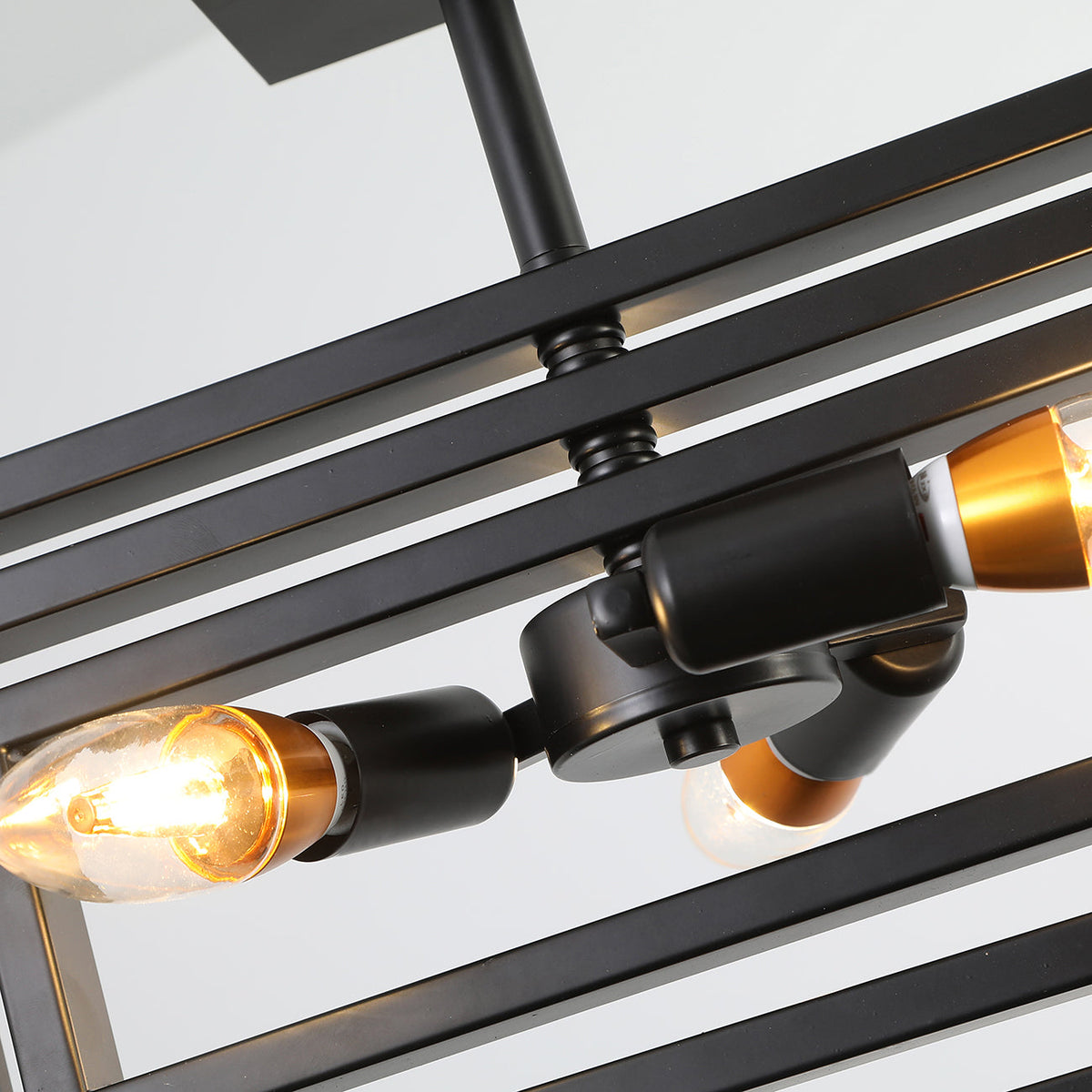 3-Lights Geometrical Wood Element Semi-Flush Mount Lighting