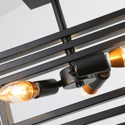 3-Lights Geometrical Wood Element Semi-Flush Mount Lighting