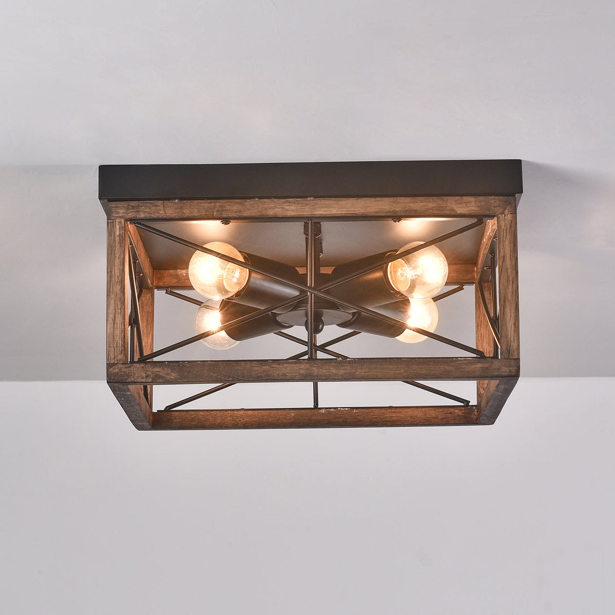 4-Lights Square Wavy Linear Design Flush Mount Lighting