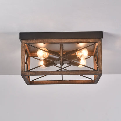 4-Lights Square Wavy Linear Design Flush Mount Lighting