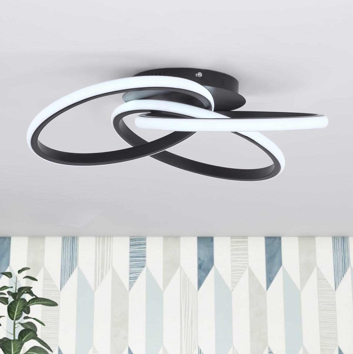 1-Light Twisted Wavy Linear LED Semi-Flush Mount Lighting