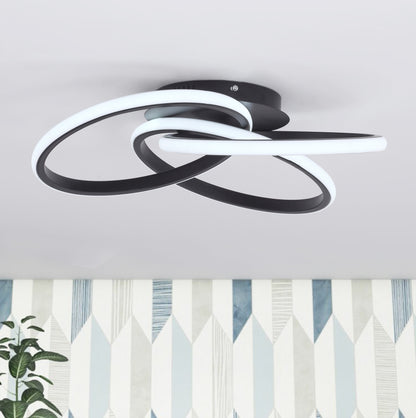 1-Light Twisted Wavy Linear LED Semi-Flush Mount Lighting