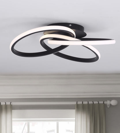 1-Light Twisted Wavy Linear LED Semi-Flush Mount Lighting