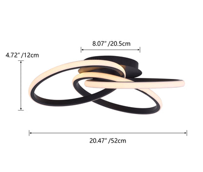 1-Light Twisted Wavy Linear LED Semi-Flush Mount Lighting