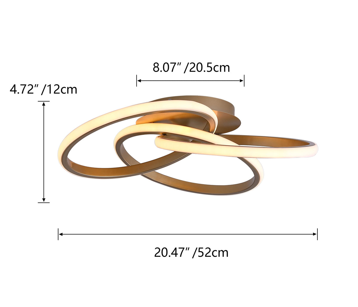 1-Light Twisted Wavy Linear LED Semi-Flush Mount Lighting