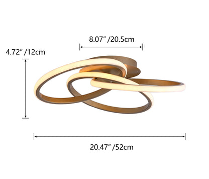 1-Light Twisted Wavy Linear LED Semi-Flush Mount Lighting