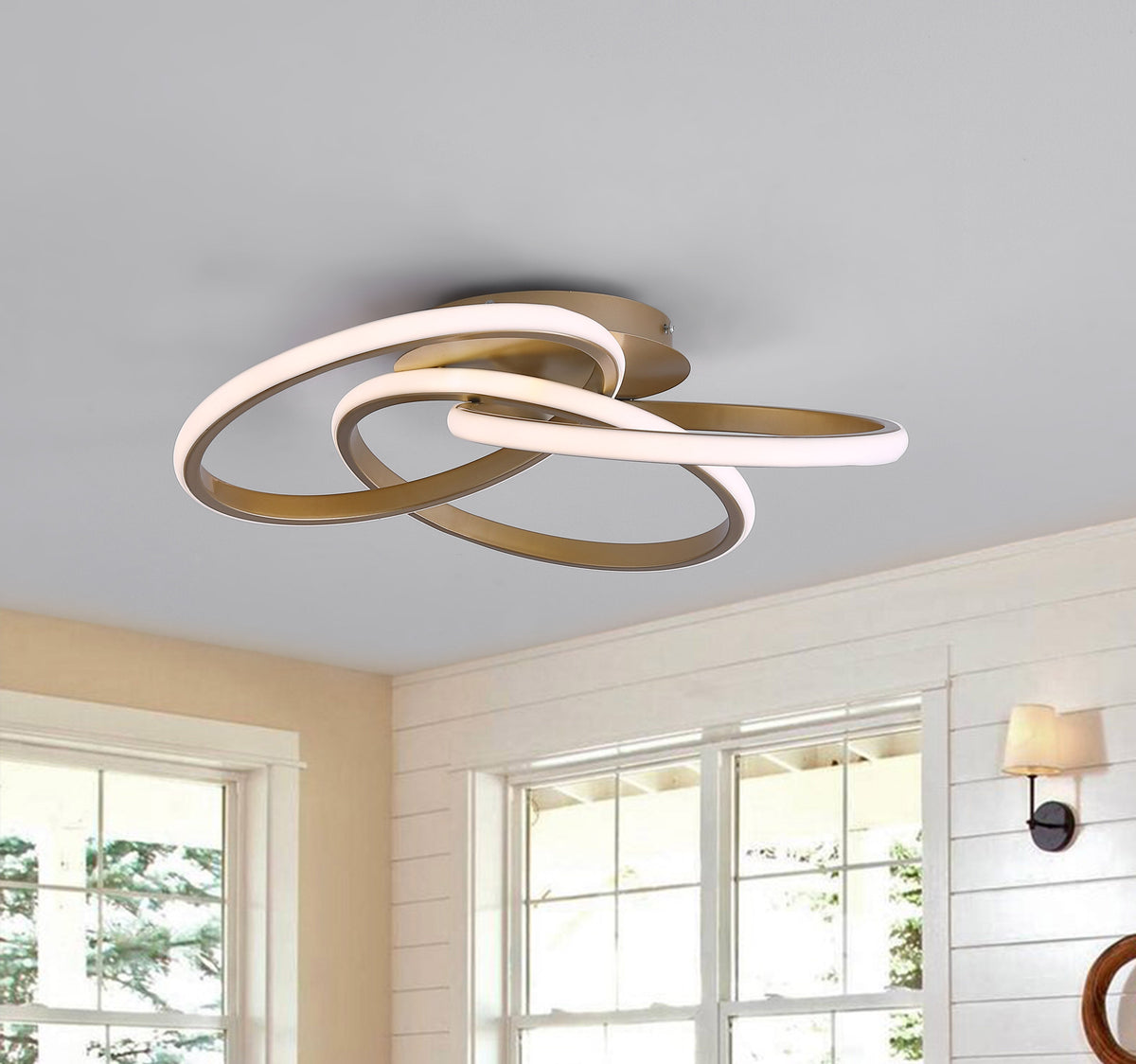 1-Light Twisted Wavy Linear LED Semi-Flush Mount Lighting