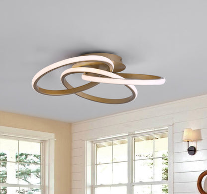 1-Light Twisted Wavy Linear LED Semi-Flush Mount Lighting