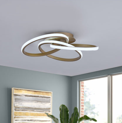 1-Light Twisted Wavy Linear LED Semi-Flush Mount Lighting