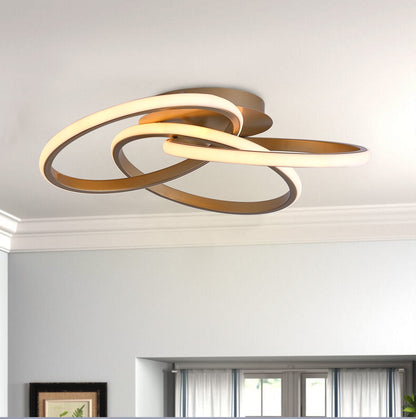 1-Light Twisted Wavy Linear LED Semi-Flush Mount Lighting