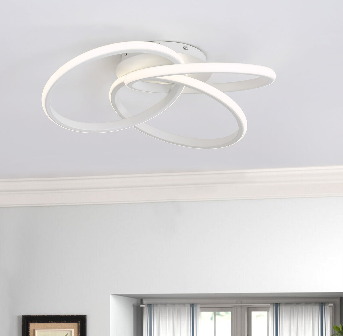 1-Light Twisted Wavy Linear LED Semi-Flush Mount Lighting