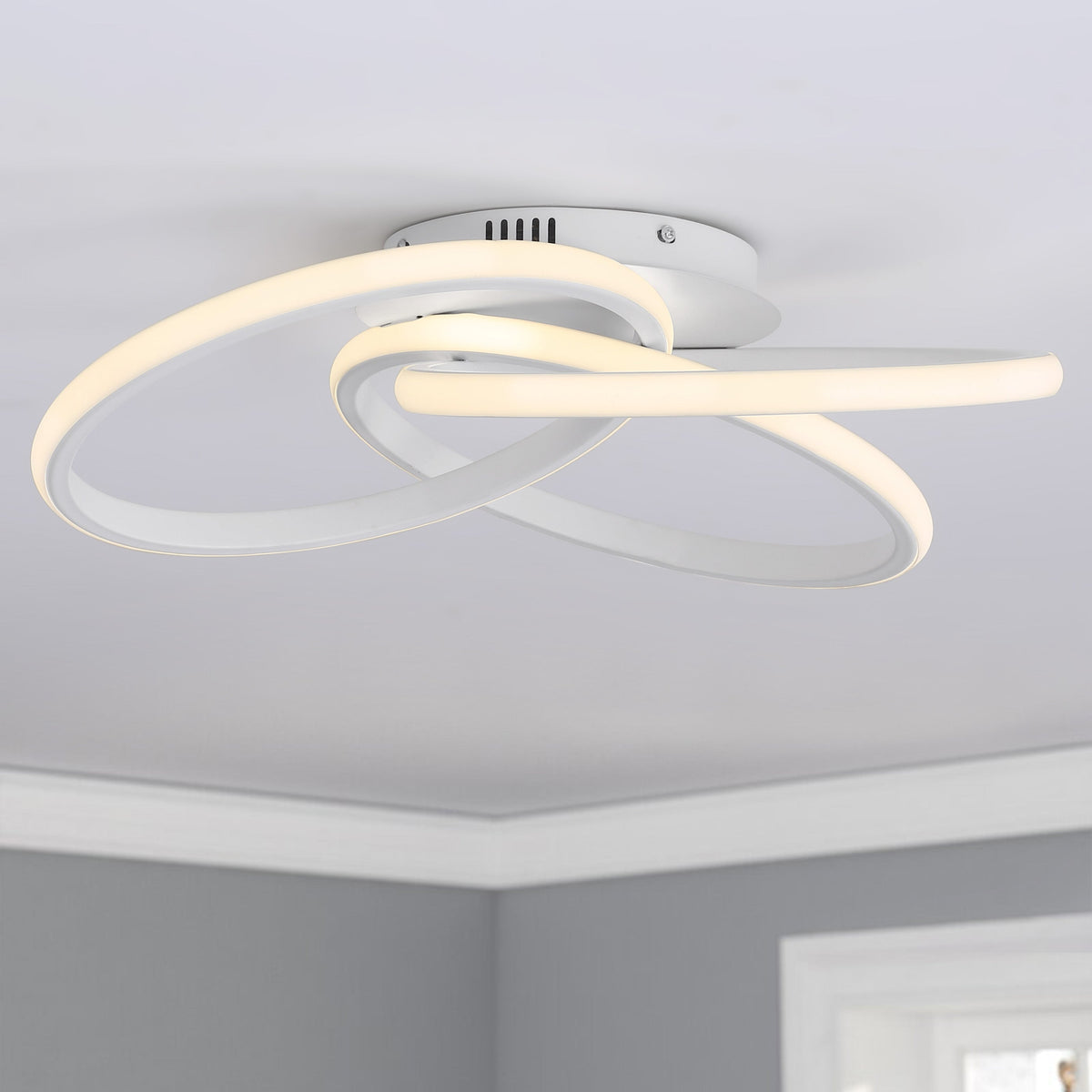 1-Light Twisted Wavy Linear LED Semi-Flush Mount Lighting