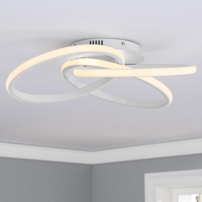 1-Light Twisted Wavy Linear LED Semi-Flush Mount Lighting