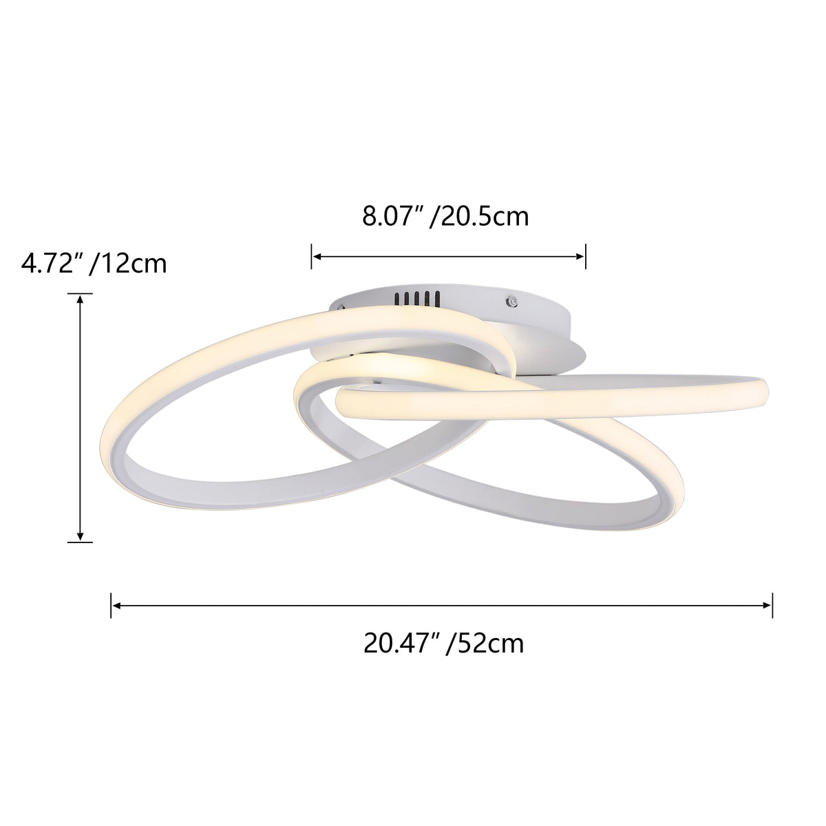 1-Light Twisted Wavy Linear LED Semi-Flush Mount Lighting