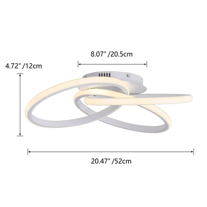 1-Light Twisted Wavy Linear LED Semi-Flush Mount Lighting