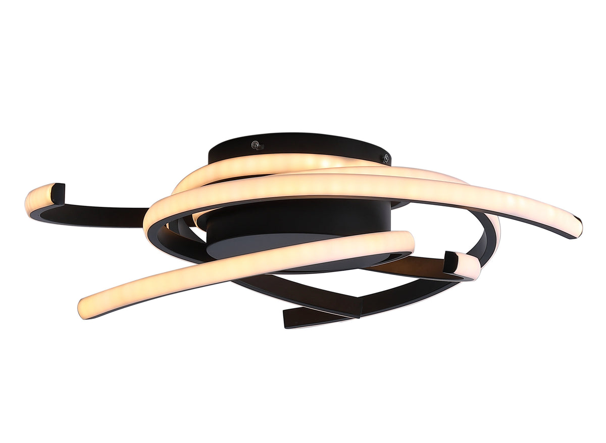 1-Light Wavy Linear LED Semi-Flush Mount Lighting