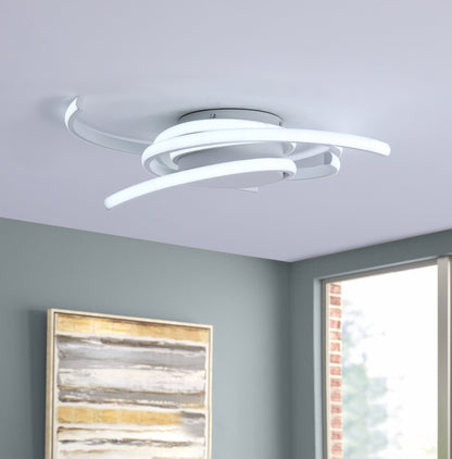 1-Light Wavy Linear LED Semi-Flush Mount Lighting