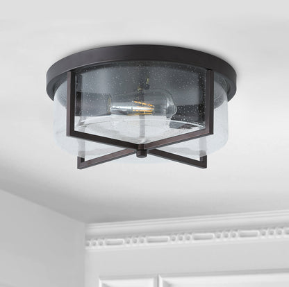 2-Lights Drum Glass Shell Flush Mount Lighting