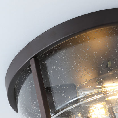 2-Lights Drum Glass Shell Flush Mount Lighting