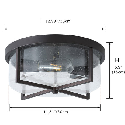 2-Lights Drum Glass Shell Flush Mount Lighting