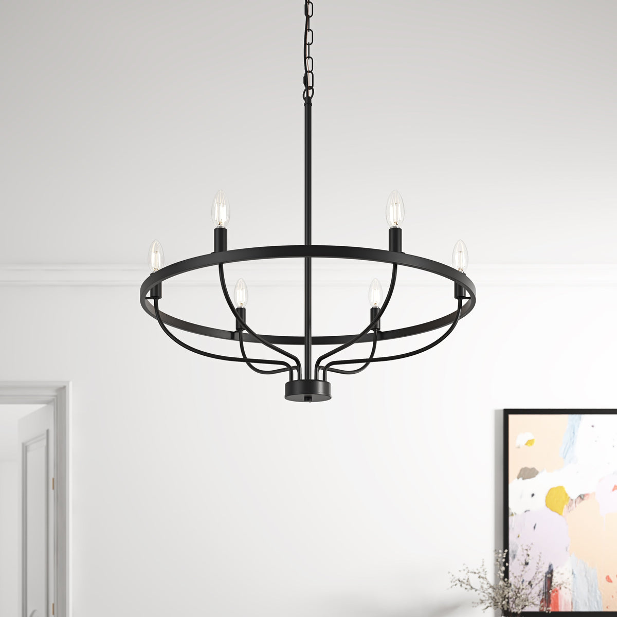 6-Lights Blooming Flowers Shaped Candle Head Chandelier