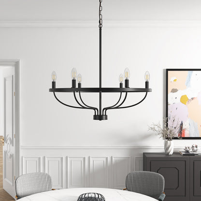 6-Lights Blooming Flowers Shaped Candle Head Chandelier