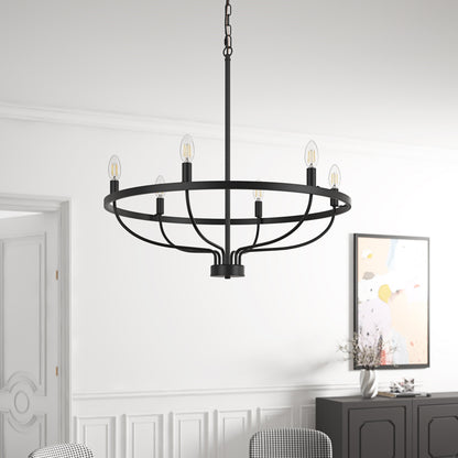 6-Lights Blooming Flowers Shaped Candle Head Chandelier