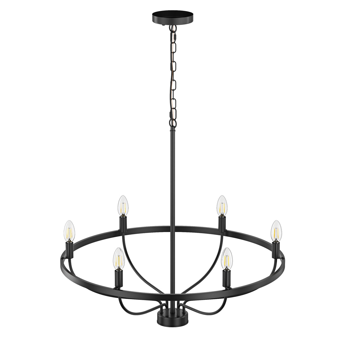 6-Lights Blooming Flowers Shaped Candle Head Chandelier