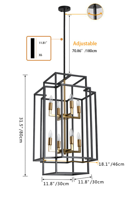 8-Lights Industrial Wrought Iron Pendant Lighting