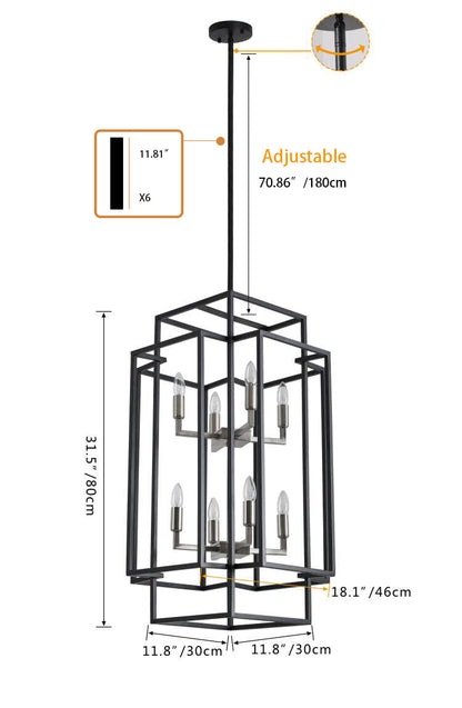 8-Lights Industrial Wrought Iron Pendant Lighting
