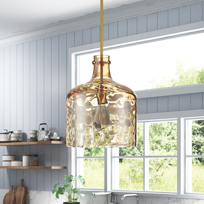 1-Light Modern with Textured Glass Shade Pendant Lighting