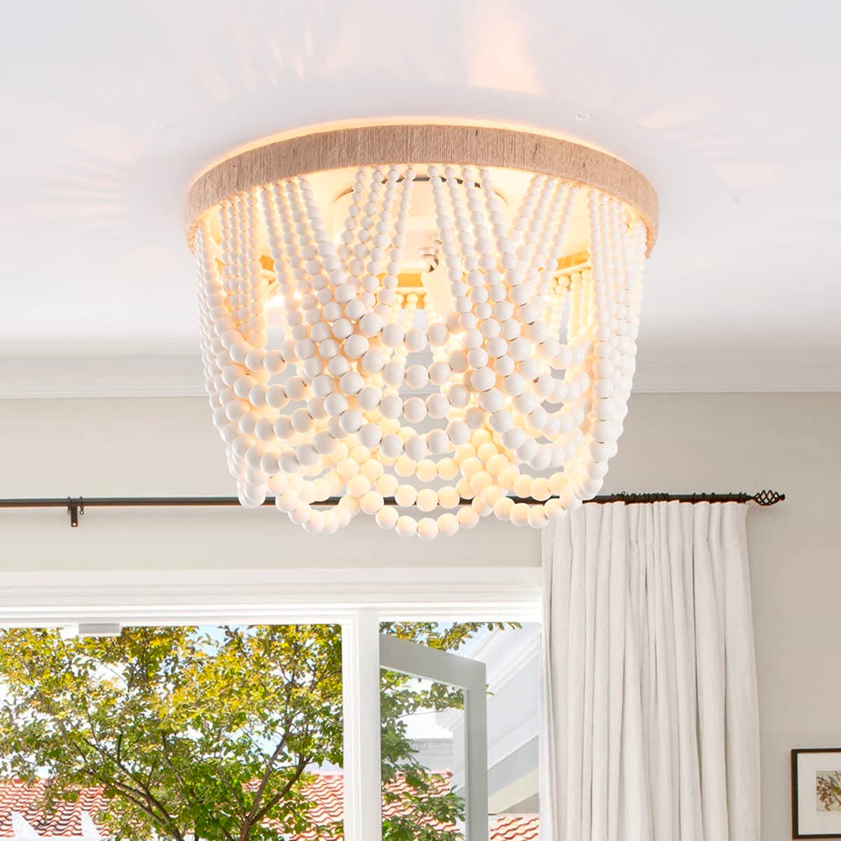 3-Lights Beads Design Flush Mount Lighting