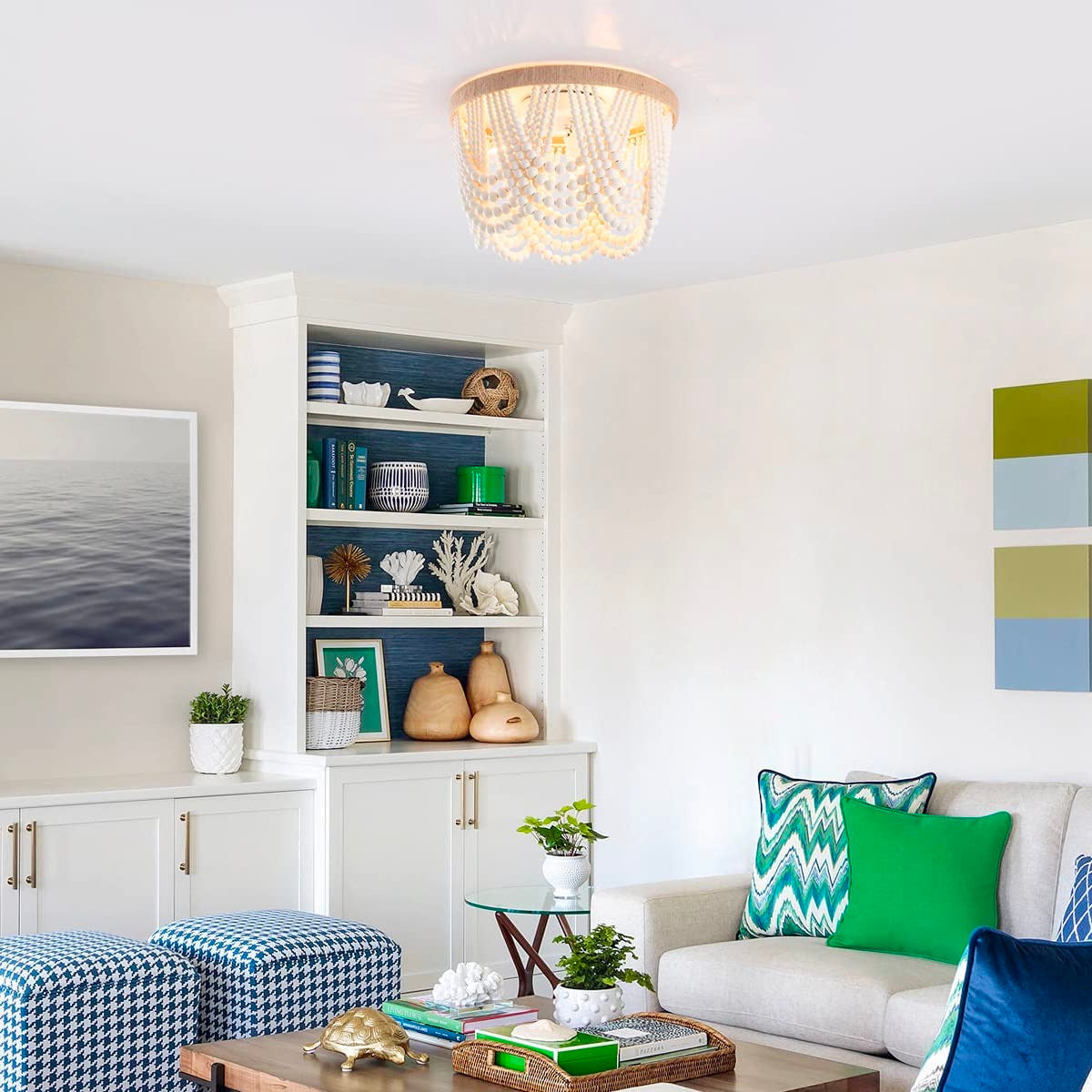 3-Lights Beads Design Flush Mount Lighting