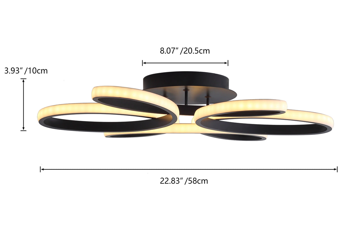 1-Light Modern LED Semi-Flush Mount Lighting