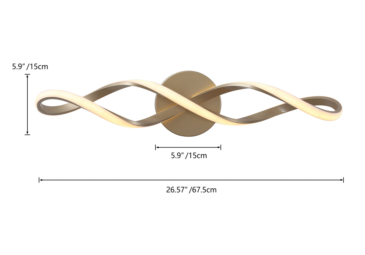 1-Light Special Wavy Linear Design LED Vanity Lighting
