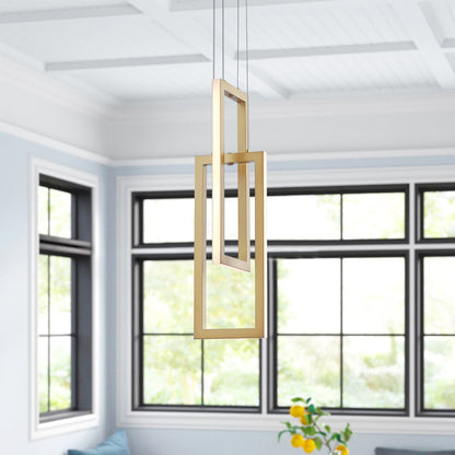 2-Lights Two Rectangle Stacked LED Chandelier