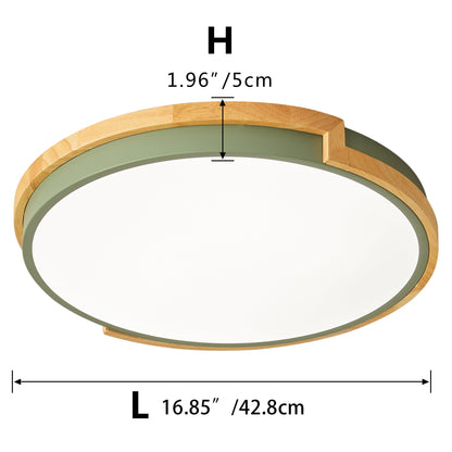 1-Light Imitation Wood Acrylic Creative LED Flush Mount Lighting