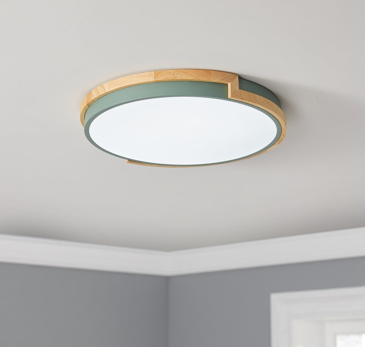 1-Light Imitation Wood Acrylic Creative LED Flush Mount Lighting