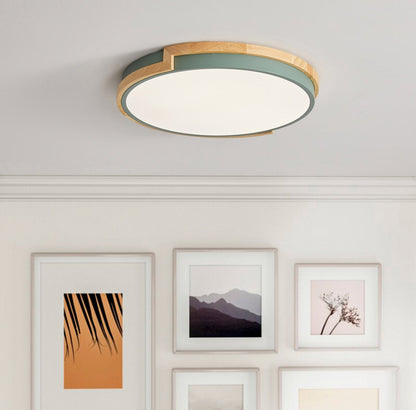 1-Light Imitation Wood Acrylic Creative LED Flush Mount Lighting