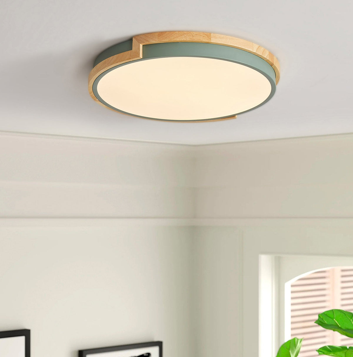 1-Light Imitation Wood Acrylic Creative LED Flush Mount Lighting