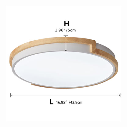 1-Light Imitation Wood Acrylic Creative LED Flush Mount Lighting