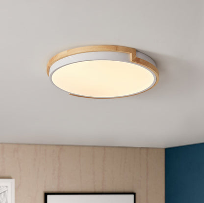1-Light Imitation Wood Acrylic Creative LED Flush Mount Lighting