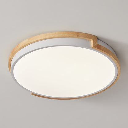 1-Light Imitation Wood Acrylic Creative LED Flush Mount Lighting